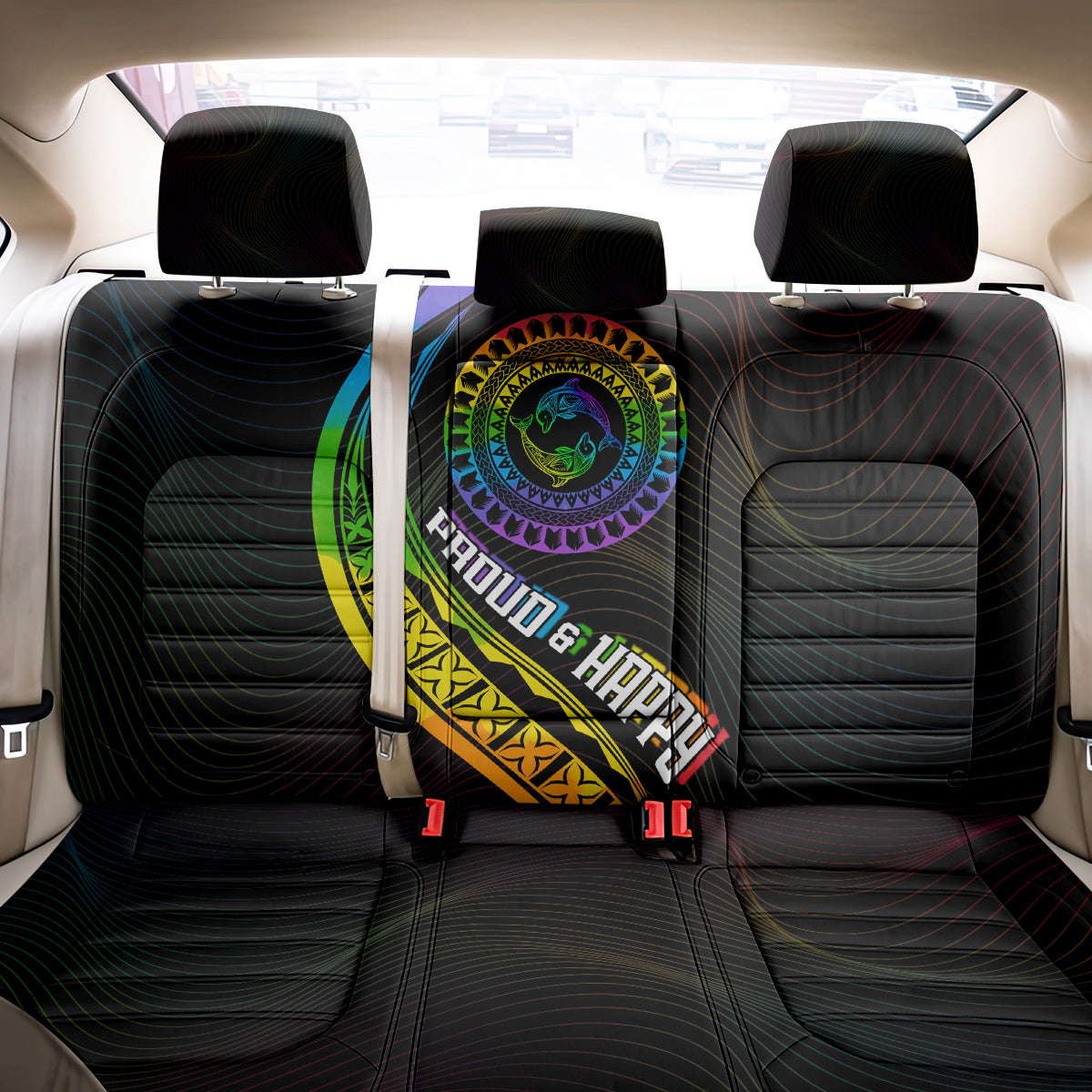 LGBT History Month Back Car Seat Cover Proud And Happy Polynesian Dolphin LT05