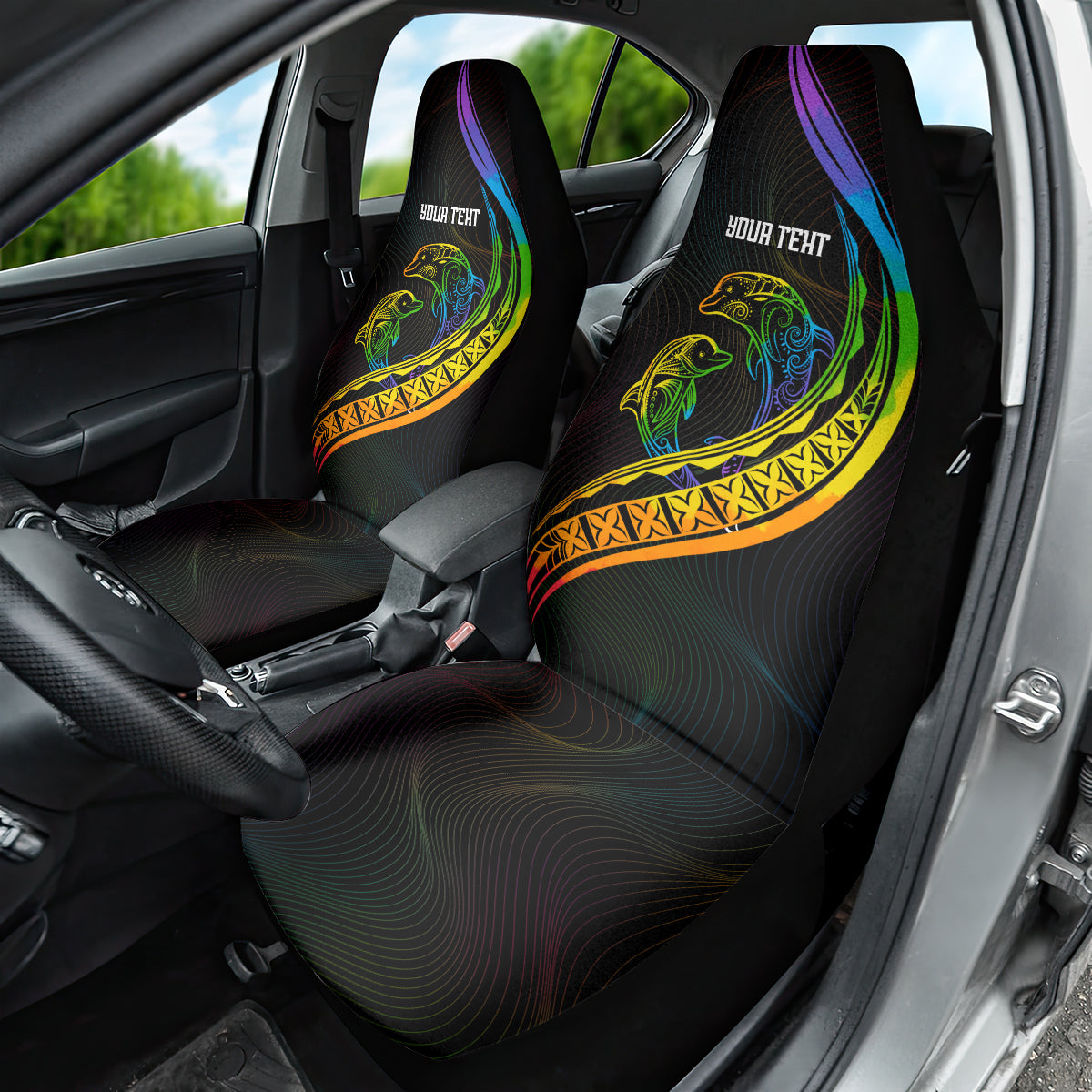 Personalised LGBT History Month Car Seat Cover Proud And Happy Polynesian Dolphin LT05 - Polynesian Pride