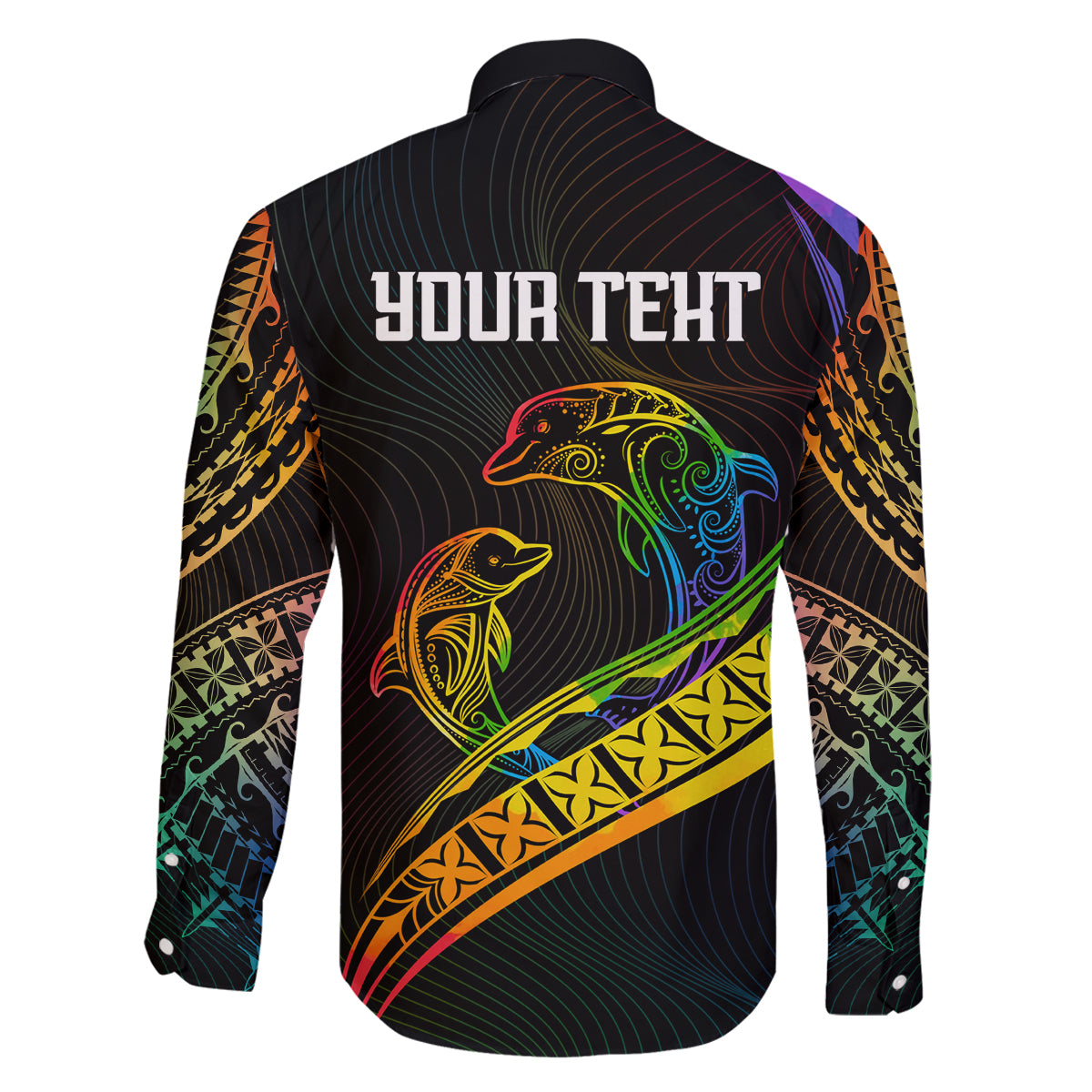 Personalised LGBT History Month Family Matching Long Sleeve Bodycon Dress and Hawaiian Shirt Proud And Happy Polynesian Dolphin LT05 - Polynesian Pride