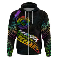 Personalised LGBT History Month Hoodie Proud And Happy Polynesian Dolphin LT05 Zip Hoodie Black - Polynesian Pride