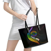 LGBT History Month Leather Tote Bag Proud And Happy Polynesian Dolphin LT05 - Polynesian Pride
