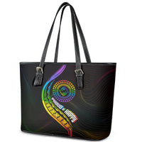 LGBT History Month Leather Tote Bag Proud And Happy Polynesian Dolphin LT05 - Polynesian Pride