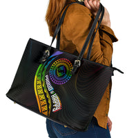 LGBT History Month Leather Tote Bag Proud And Happy Polynesian Dolphin LT05 - Polynesian Pride
