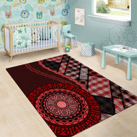 New Zealand Aotearoa Area Rug Maori Harakeke Weaving Pattern Red LT05 - Polynesian Pride