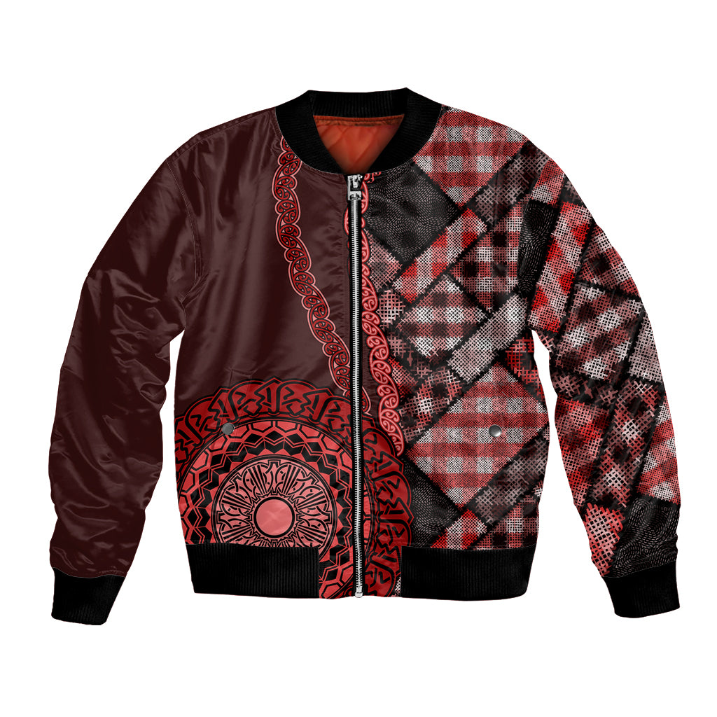 New Zealand Aotearoa Bomber Jacket Maori Harakeke Weaving Pattern Red LT05 Unisex Red - Polynesian Pride