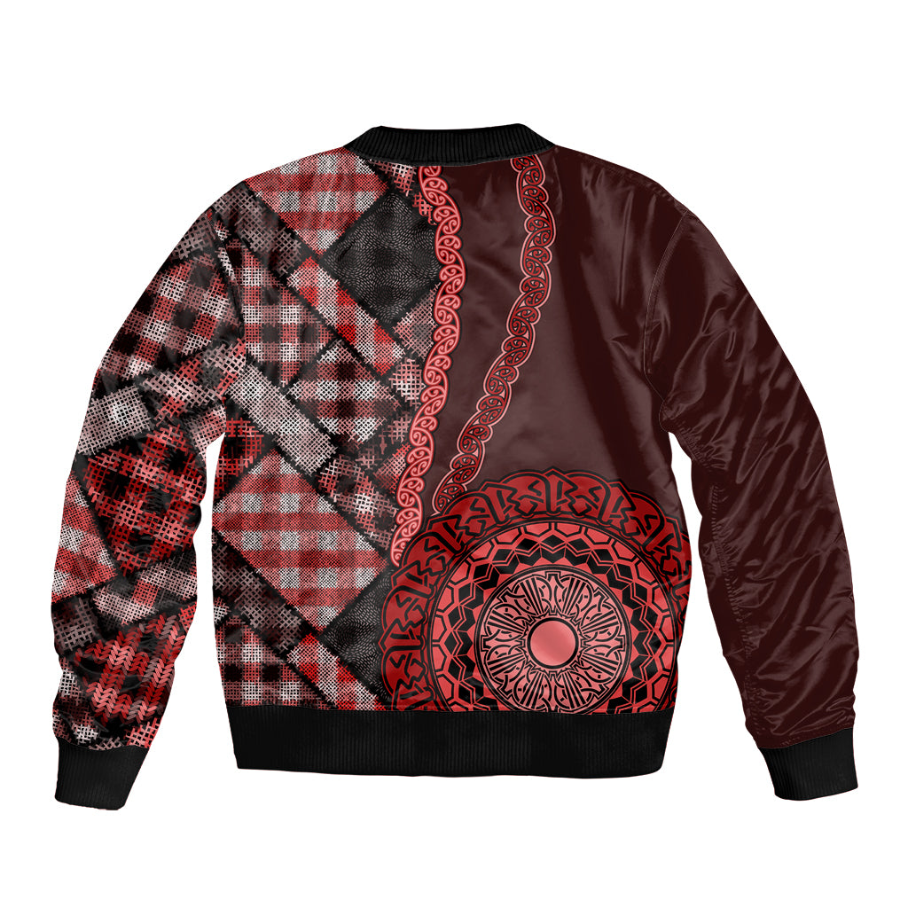 New Zealand Aotearoa Bomber Jacket Maori Harakeke Weaving Pattern Red LT05 - Polynesian Pride