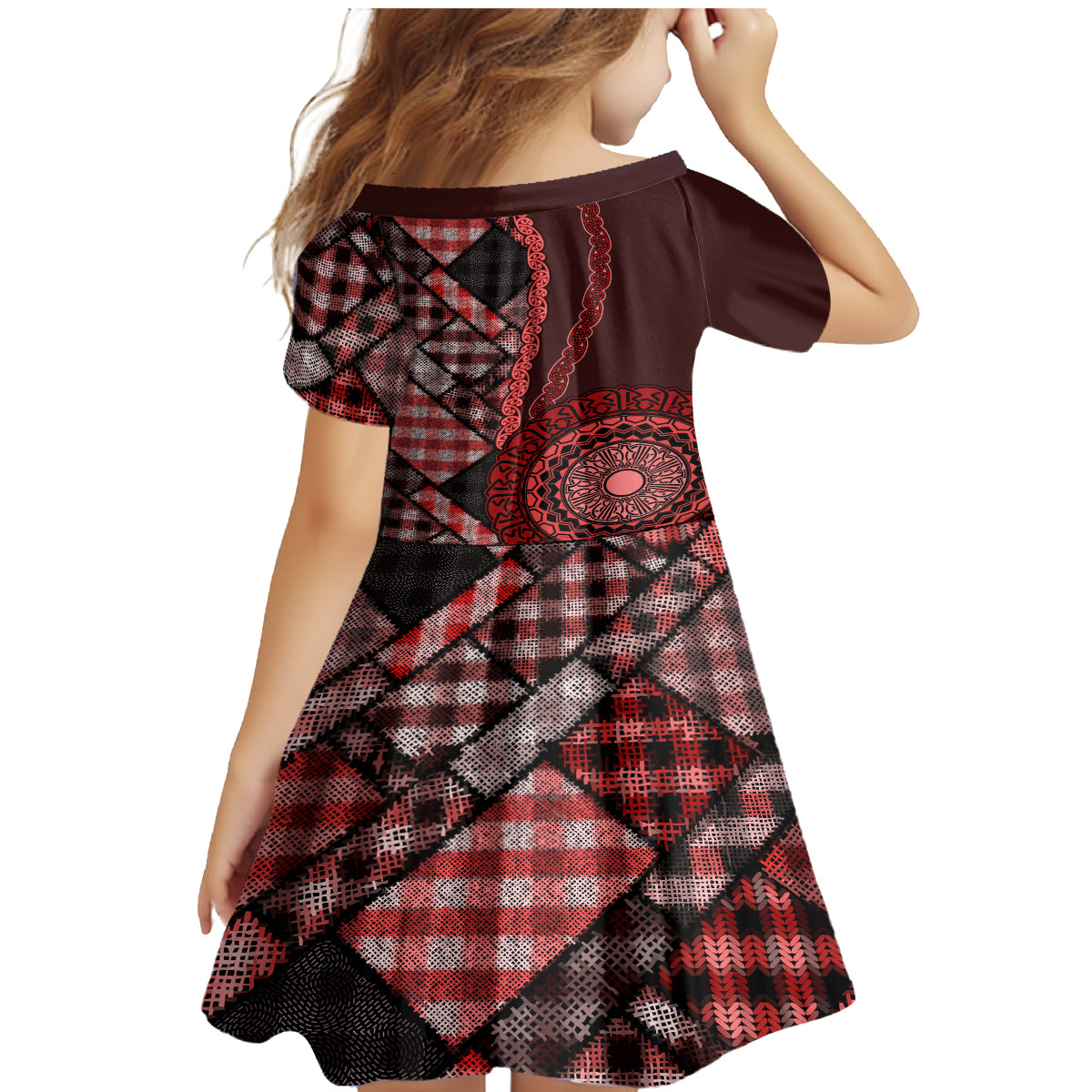 New Zealand Aotearoa Family Matching Mermaid Dress and Hawaiian Shirt Maori Harakeke Weaving Pattern Red LT05 - Polynesian Pride