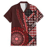 New Zealand Aotearoa Family Matching Mermaid Dress and Hawaiian Shirt Maori Harakeke Weaving Pattern Red LT05 Dad's Shirt - Short Sleeve Red - Polynesian Pride