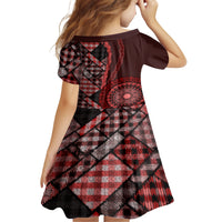 New Zealand Aotearoa Family Matching Off Shoulder Short Dress and Hawaiian Shirt Maori Harakeke Weaving Pattern Red LT05 - Polynesian Pride