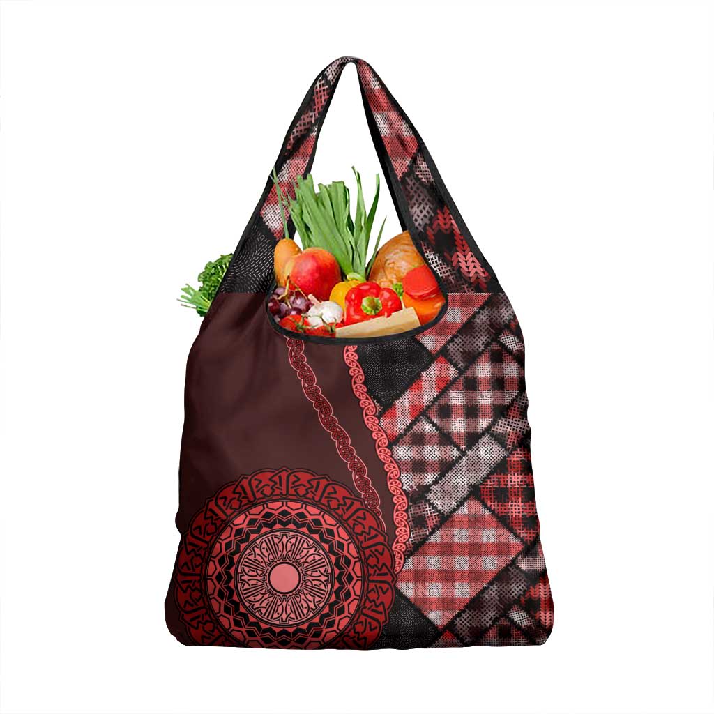 New Zealand Aotearoa Grocery Bag Maori Harakeke Weaving Pattern Red