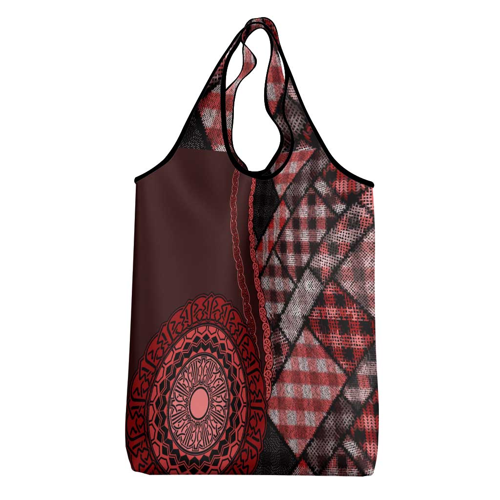 New Zealand Aotearoa Grocery Bag Maori Harakeke Weaving Pattern Red