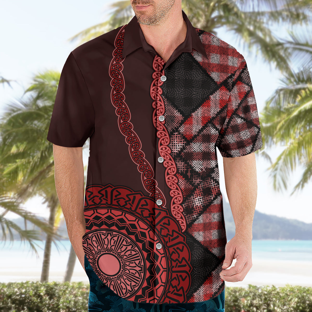 New Zealand Aotearoa Hawaiian Shirt Maori Harakeke Weaving Pattern Red LT05 - Polynesian Pride