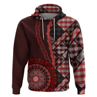 New Zealand Aotearoa Zip Hoodie Maori Harakeke Weaving Pattern Red LT05 Pullover Hoodie Red - Polynesian Pride