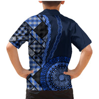 New Zealand Aotearoa Family Matching Mermaid Dress and Hawaiian Shirt Maori Harakeke Weaving Pattern Blue LT05 - Polynesian Pride
