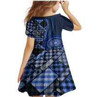 New Zealand Aotearoa Family Matching Mermaid Dress and Hawaiian Shirt Maori Harakeke Weaving Pattern Blue LT05 - Polynesian Pride