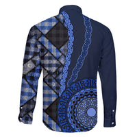 New Zealand Aotearoa Family Matching Tank Maxi Dress and Hawaiian Shirt Maori Harakeke Weaving Pattern Blue LT05 - Polynesian Pride