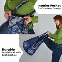 New Zealand Aotearoa Grocery Bag Maori Harakeke Weaving Pattern Blue