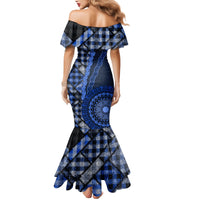 New Zealand Aotearoa Mermaid Dress Maori Harakeke Weaving Pattern Blue LT05 - Polynesian Pride