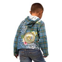 Personalised Hawaii State Kid Hoodie Tropical Flowers With Tartan Pattern LT05 - Polynesian Pride