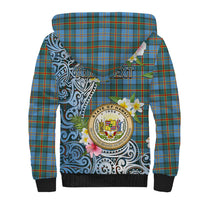 Personalised Hawaii State Sherpa Hoodie Tropical Flowers With Tartan Pattern LT05 - Polynesian Pride