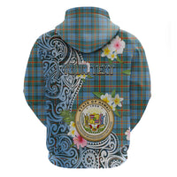 Personalised Hawaii State Zip Hoodie Tropical Flowers With Tartan Pattern LT05 - Polynesian Pride