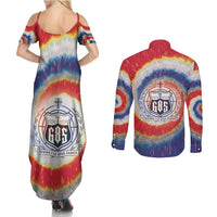 Samoa Couples Matching Summer Maxi Dress and Long Sleeve Button Shirt Tie Dye Unique Style