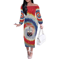 Samoa Family Matching Off The Shoulder Long Sleeve Dress and Hawaiian Shirt Tie Dye Unique Style
