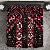 New Zealand Aotearoa Bedding Set Red Poutama With Taniko Pattern LT05