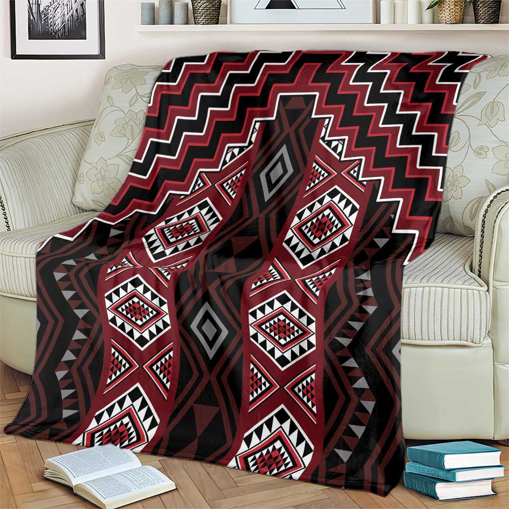 New Zealand Aotearoa Blanket Red Poutama With Taniko Pattern LT05