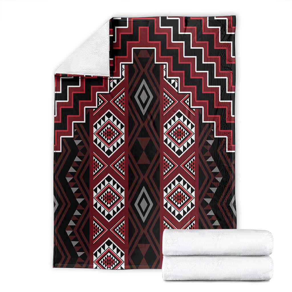 New Zealand Aotearoa Blanket Red Poutama With Taniko Pattern LT05