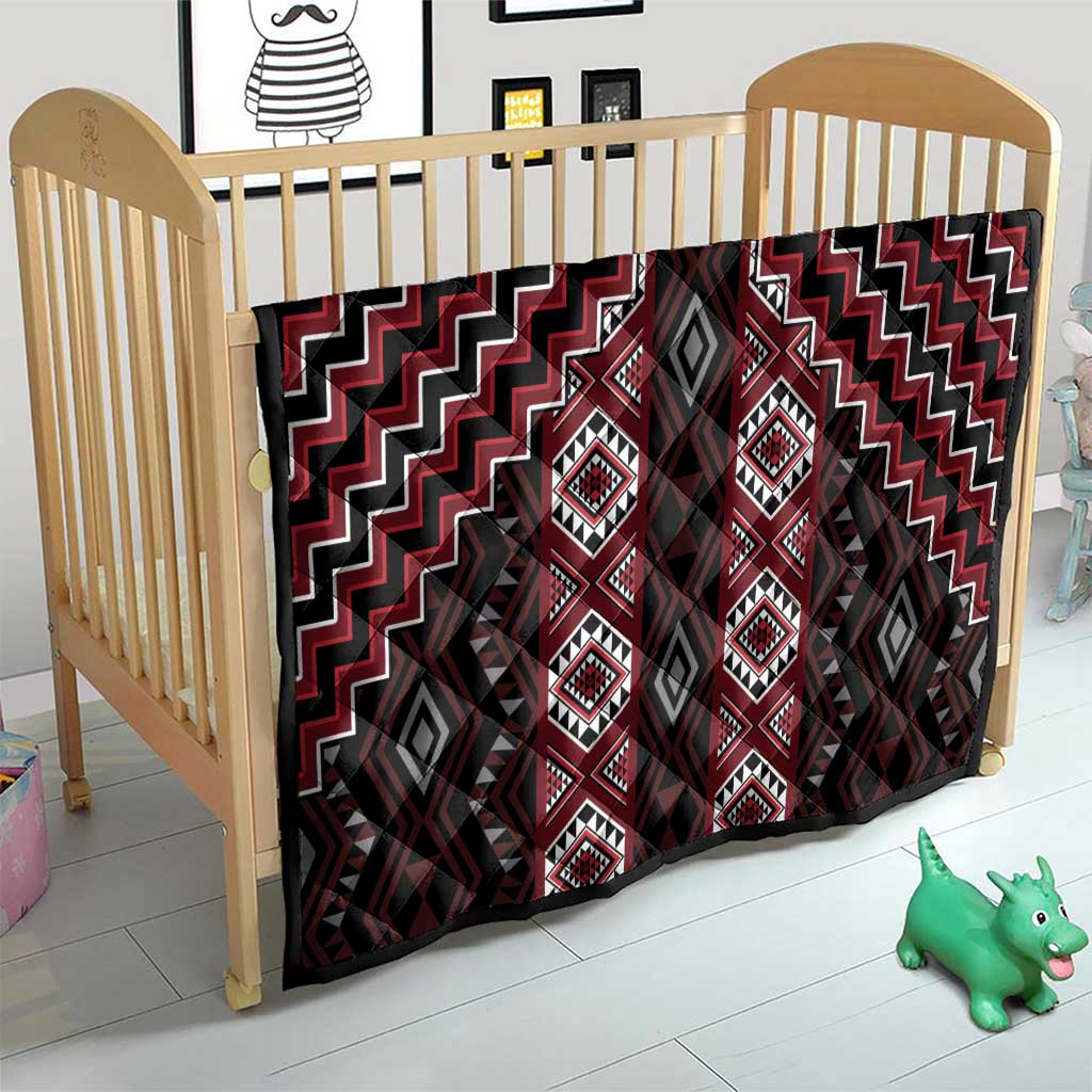 New Zealand Aotearoa Quilt Red Poutama With Taniko Pattern LT05