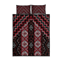 New Zealand Aotearoa Quilt Bed Set Red Poutama With Taniko Pattern LT05
