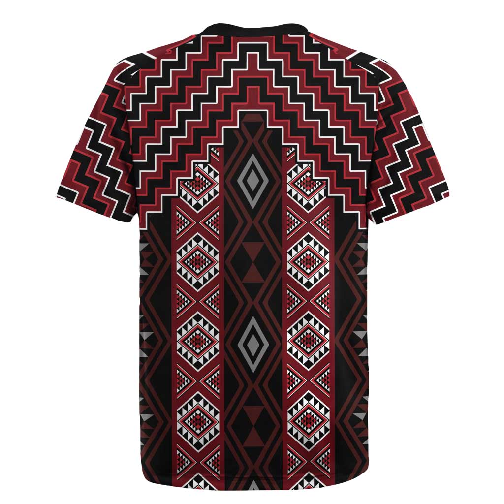 New Zealand Aotearoa Rugby Jersey Red Poutama With Taniko Pattern LT05