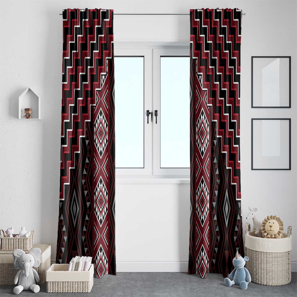 New Zealand Aotearoa Window Curtain Red Poutama With Taniko Pattern LT05