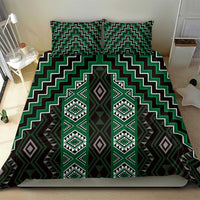 New Zealand Aotearoa Bedding Set Green Poutama With Taniko Pattern LT05