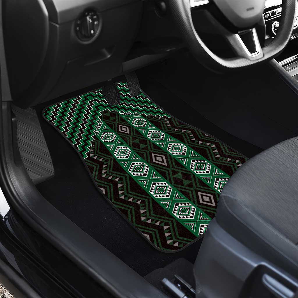 New Zealand Aotearoa Car Mats Green Poutama With Taniko Pattern LT05