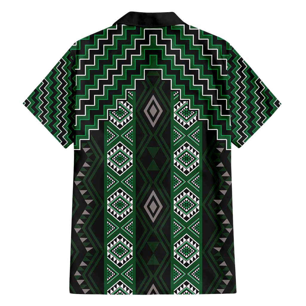 New Zealand Aotearoa Family Matching Tank Maxi Dress and Hawaiian Shirt Green Poutama With Taniko Pattern LT05