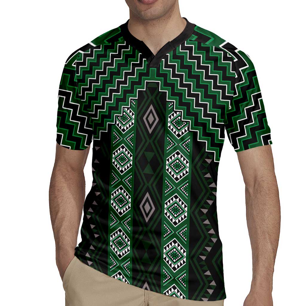New Zealand Aotearoa Rugby Jersey Green Poutama With Taniko Pattern LT05