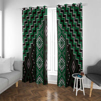 New Zealand Aotearoa Window Curtain Green Poutama With Taniko Pattern LT05