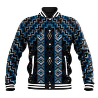New Zealand Aotearoa Baseball Jacket Blue Poutama With Taniko Pattern LT05