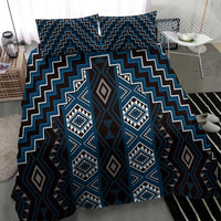 New Zealand Aotearoa Bedding Set Blue Poutama With Taniko Pattern LT05