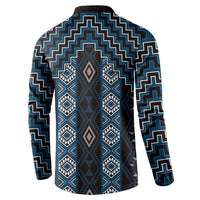 New Zealand Aotearoa Button Sweatshirt Blue Poutama With Taniko Pattern LT05