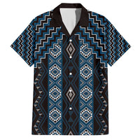 New Zealand Aotearoa Family Matching Short Sleeve Bodycon Dress and Hawaiian Shirt Blue Poutama With Taniko Pattern LT05