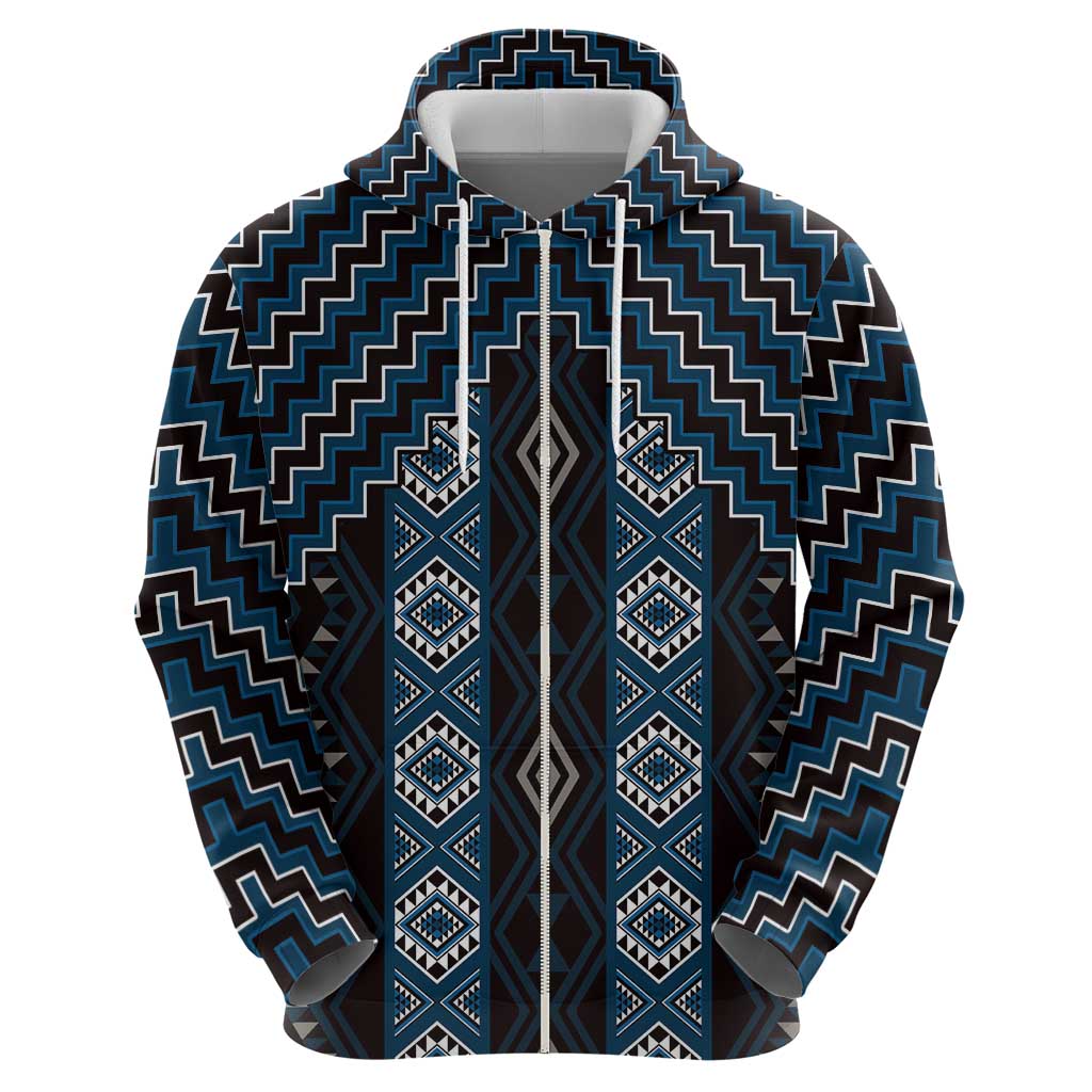 New Zealand Aotearoa Hoodie Blue Poutama With Taniko Pattern LT05