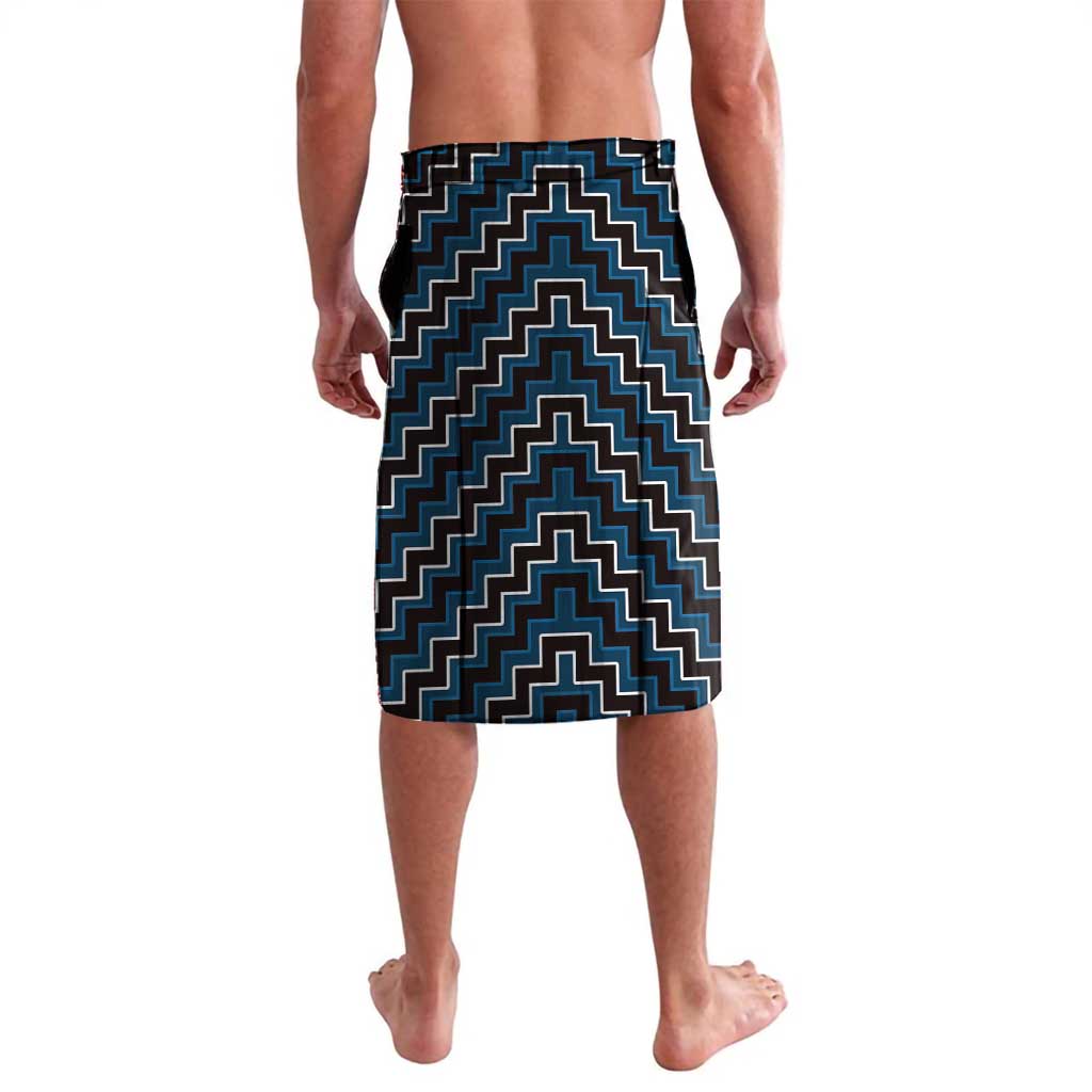 New Zealand Aotearoa Lavalava Blue Poutama With Taniko Pattern LT05