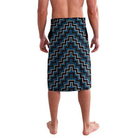 New Zealand Aotearoa Lavalava Blue Poutama With Taniko Pattern LT05
