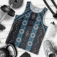 New Zealand Aotearoa Men Tank Top Blue Poutama With Taniko Pattern LT05