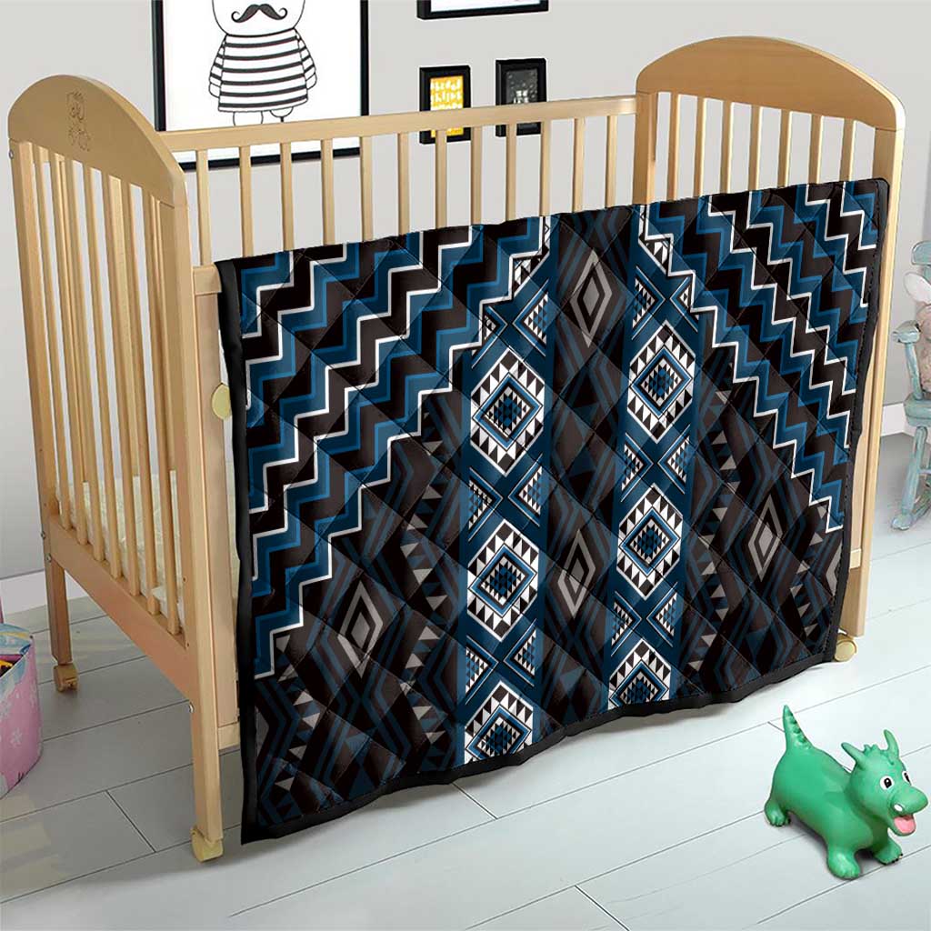 New Zealand Aotearoa Quilt Blue Poutama With Taniko Pattern LT05