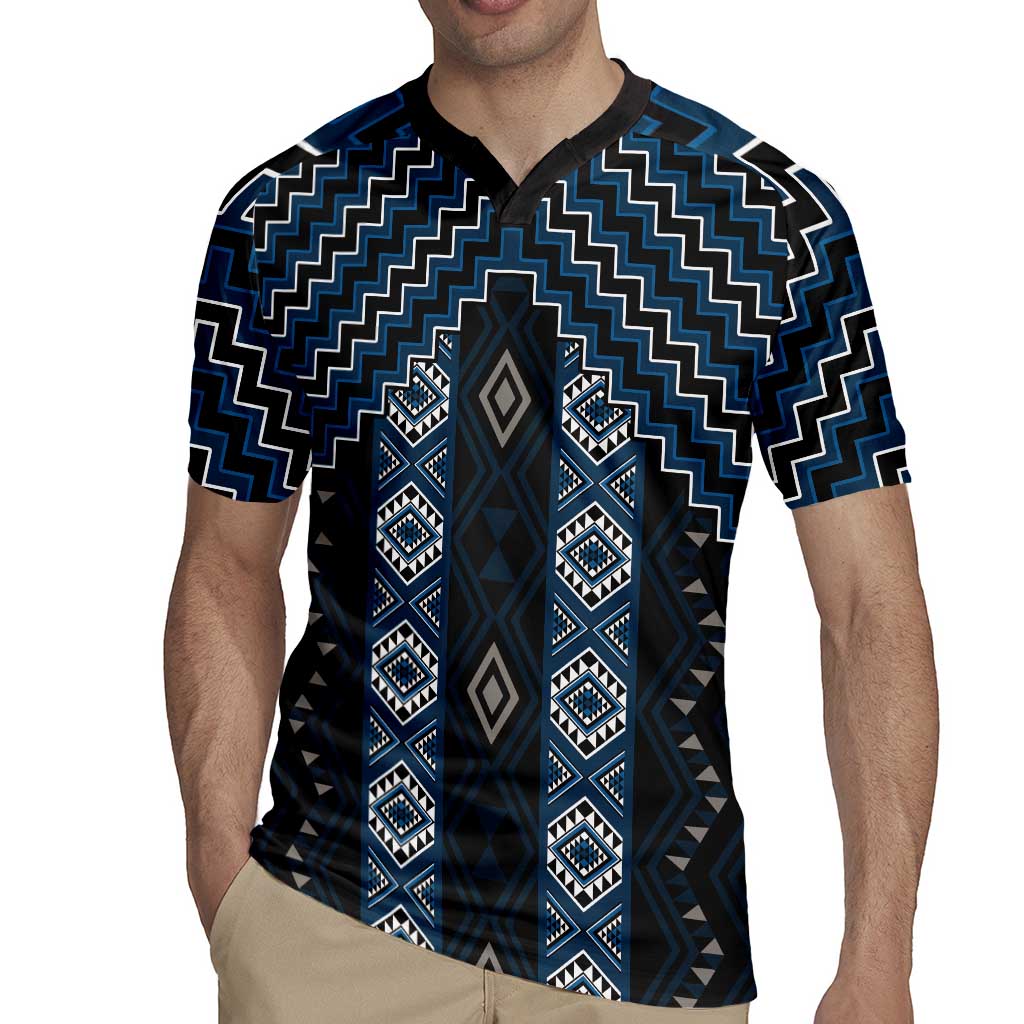 New Zealand Aotearoa Rugby Jersey Blue Poutama With Taniko Pattern LT05