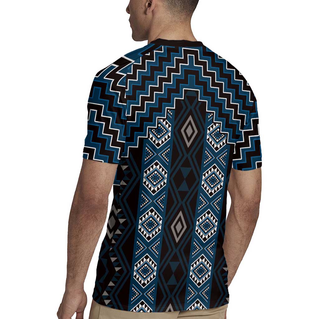 New Zealand Aotearoa Rugby Jersey Blue Poutama With Taniko Pattern LT05